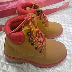 Girl's Ankle Work Boots Faux Leather Lace Up